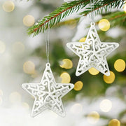 White Christmas Tree Hanging Ornaments Heart Star Bell Shapes Party Decorations Ornament for Christmas Winter Holiday New Year