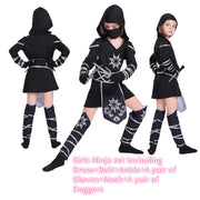 Boys Girls Ninja Cosplay Costume for Kids Anime Samurai Costume Kung Fu Dragon Ninja Jumpsuit With Weapon Outfit Party Halloween