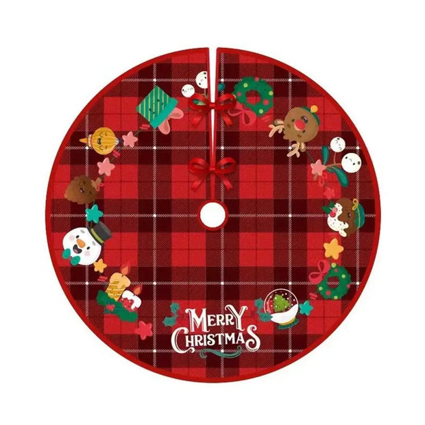90CM Cartoon Christmas Tree Skirt Crafts Tree Surround Base Set Merry Christmas Decorations for Home Xmas Ornaments Navidad