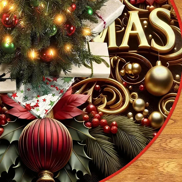 VIKAMA Christmas Tree Skirt, Christmas Tree Pad Decoration, Party New Year Home Christmas Scene Decoration, Room Decoration