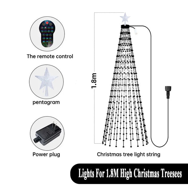 RGBIC Christmas Tree Lights DIY LED Fairy String Lights with Smart APP & Remote Control Garland for Outdoor Garden Party Wedding