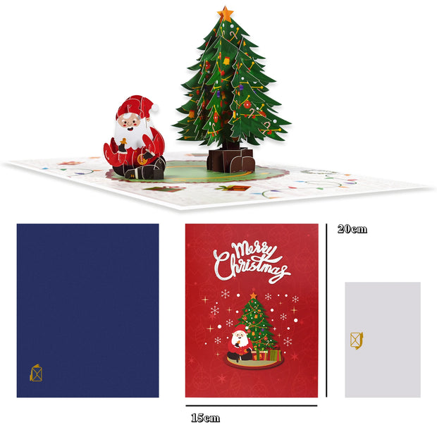 Merry Christmas Cards Christmas Tree Winter Gift Pop-Up Cards Christmas Decoration  Stickers Laser Cut New Year Greeting Cards