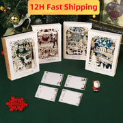 Christmas 3D Greeting Card Creative Small Card Exquisite and Premium Christmas Eve Gift Elk Decoration Gold Greeting Card 2025