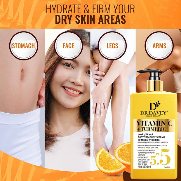 Vitamin C+Turmeric  Body Lotion Brightening Cream. Anti-aging cream for age spots, dark spots on face, hands, body. Large 500ml
