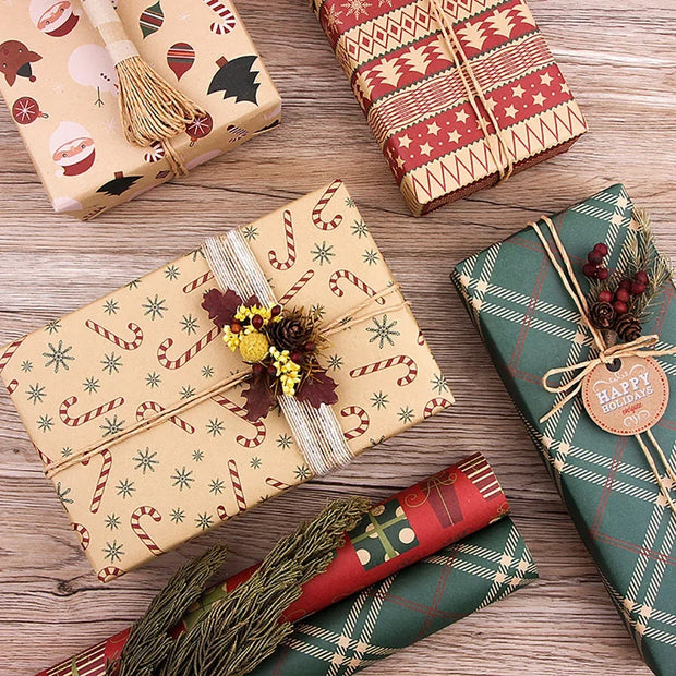 Christmas Kfrat Wrapping Paper Wedding Green Decoration Gift Wrap Artware Kraft Packing Paper Vellum New Year's Eve Decorations