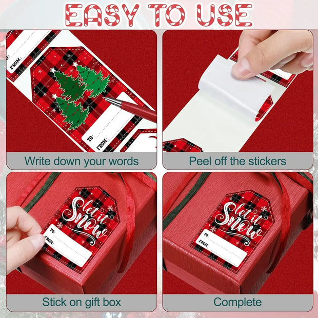 Christmas Gift Wrapping Label Stickers Holiday Celebration Write-On Tags Birthday Back-to-School Labels SantaClaus Seal Stickers