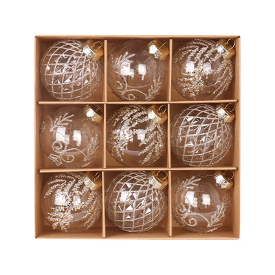 9Pcs 8cm Wine Red Christmas Ball Ornaments Dark Green White Christmas Tree Party Decoration New Christmas Spheres Pendant