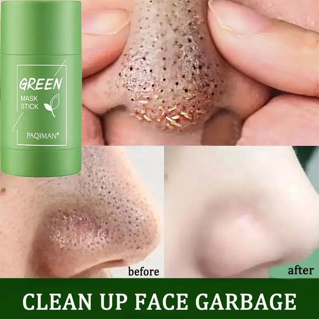 Green Tea Mask Stick Remove Blackheads Acne Deep Cleansing Purifying Clay Mask Oil Control Solid Mask Moisturizing Skin Care (Copy)