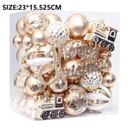 65PCS Champagne Gold Christmas Ball Decorations Matte Glossy Water Ripple Design Xmas Balls Christmas Tree DIY Decorations