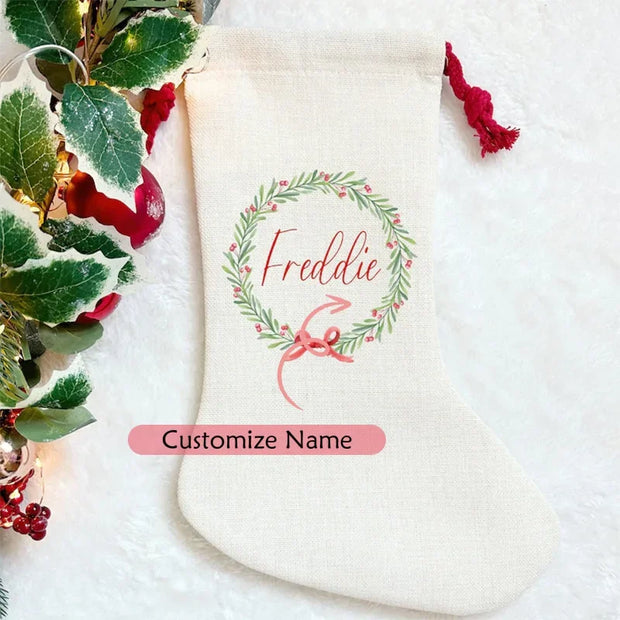 personalised Custom Santa sack Christmas stocking Merry Xmas eve Decoration family Children kid boy girl gift Present Toy Bag