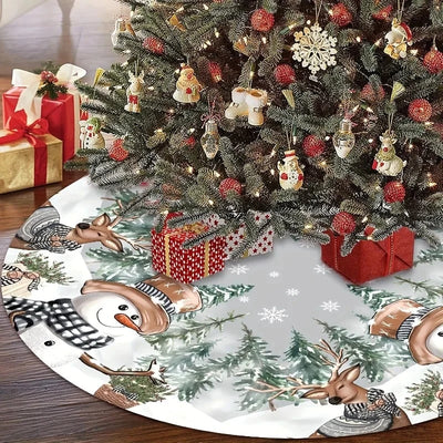 Snowman Reindeer Christmas Tree Skirt Snowflake Xmas Tree Mat Christmas Decorations For Home Winter Holiday New Year Gifts