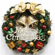 Artificial Merry Christmas Wreath with Bow Christmas Door Hanging Rattan Ornament Garland Christmas Suitable for Home Decoration