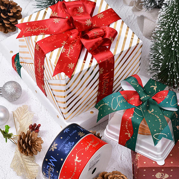 10 Yards/Roll Christmas Series Ribbon Festive Atmosphere Tree Decoration Xmas Gifts Packaging DIY Handmade material Cake Baking