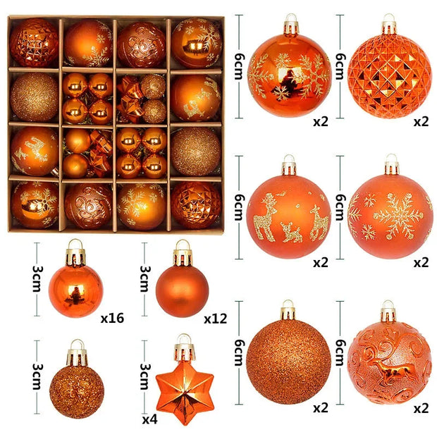 Christmas Tree Decoration 42PCS 6CM Balls Ornaments Set For Xmas Hanging Holiday Home Supplies Christmas Year Party Gifts New