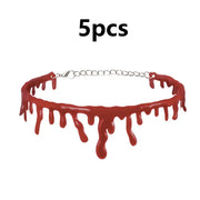 Halloween Decoration Horror Blood Drip Collar Necklace teething set Fake Blood Vampire Joker Choker Gothic Costume Red Necklaces