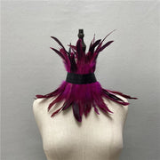 Gothic Victorian Natural Feather Choker Neck Wrap Collar For Halloween Cosplay Accessories