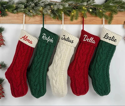 Personalized Christmas Stockings Custom Embroidered Christmas Stocking Monogram Stocking Christmas Gifts Knit Christmas Stocking