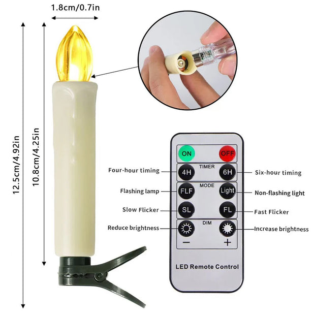 LED electronic candle simulation smokeless large tea wax light Christmas holiday range decoration with remote control 10Pcs set