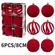 6PCS 8CM Christmas Balls Ornaments Flocking Hollow Out Christmas Tree Party Decoration Christmas Spheres Pendant 2025 New