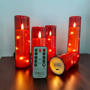 Flameless LED Candles Light,Electronic String Red Candle,Home Festival, Halloween Party Decoration,Wedding Candles, 5pcs/set
