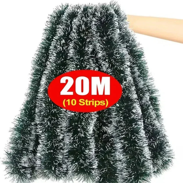 Christmas Tinsel Garland Ribbons Ornaments Xmas Tree Hanging Pendent Ribbon Indoor Stair Fireplace Windows Decoration Wreath