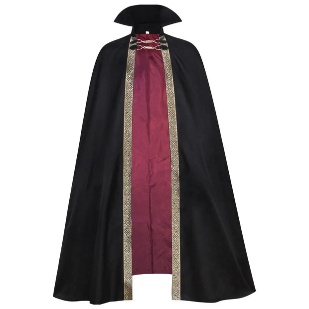 Halloween Vampire Costume Adult Kids Dracula Devil  Witch Cosplay Cape Medeival Gothic Steampunk Death Cloak Metal Chain
