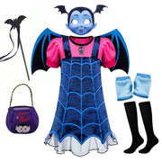 Girls Cosplay Vampirina Princess Dress Kids Charms Dress Up Christmas With Wings Vampire Halloween Costume Child Carnival Party