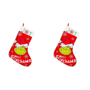New Christmas Tree Decor Funny Green Grinch Christmas Socks Green Hair Monster Decor Children's Christmas Gifts Socks Candy Bags