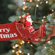 Santa’s Sleigh Animated Tree Topper with Banner Rotating Christmas Tree Topper with LED Star Light Christmas Tree Decor