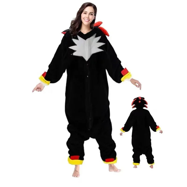Oversized XL Black Shadow Cartoon Pajamas Children Adult Female Male Animal Christmas Hedgehog Cosplay Raccoon Kigurumi Jumpsuit