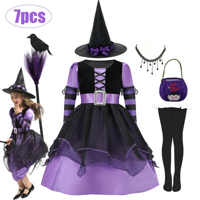 Girls Cospaly Ghost Bride Black Red Costume Kids Corpse Bride Costumes Children Vampire Toddler Punky Halloween Witch Costume