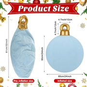 3 Pcs 32 Inch Giant Velvet Christmas Inflatable Balls Ornament with Flocked Design for Outdoor Holiday Yard Decor Perfect for W
