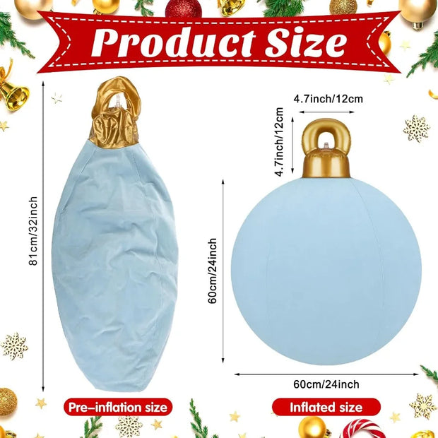 3 Pcs 32 Inch Giant Velvet Christmas Inflatable Balls Ornament with Flocked Design for Outdoor Holiday Yard Decor Perfect for W