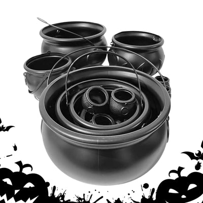 Witches Cauldron Halloween Candy Bowl Witches Cauldron Set Storage Bucket Home Decorations for Party Cabinet Desktop Tabletop