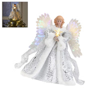 Angel Tree Topper Pendant Christmas Angel Decoration with Lights Glowing Angel Wings Figurine for Xmas Holiday Party Decoration