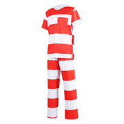 Mens Prisoner Costume Uniform Halloween Guilty Prisoner Sets handcuffs Striped Top Pants Jail Party Cosplay Costumes for Adult
