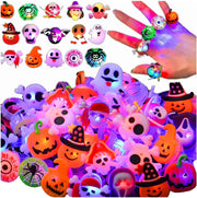 20/50pc Halloween LED Light Up Rings Toys Horror Pumpkin Ghost Spider Glow Finger Rings for Kids Trick Party Supplies Party Gift