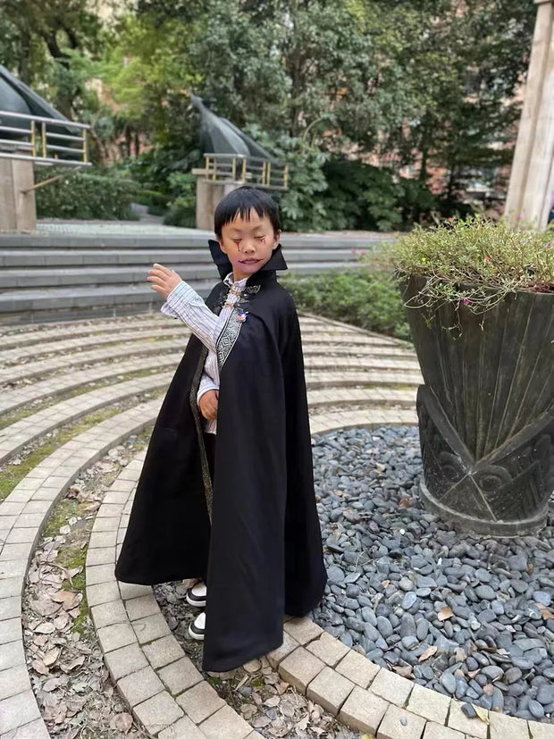 Halloween Vampire Costume Adult Kids Dracula Devil  Witch Cosplay Cape Medeival Gothic Steampunk Death Cloak Metal Chain