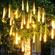 8 Tubes Christmas String Light Outdoor Tree Snowfall LED Dripping Icicle Shooting Star Light Meteor Shower Cascading Lights 2024