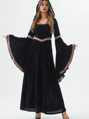 Medieval Retro Gothic Hoodie Witch Long Skirt Luxury Women's Party Dress Cosplay Vampire Halloween Adult Costume