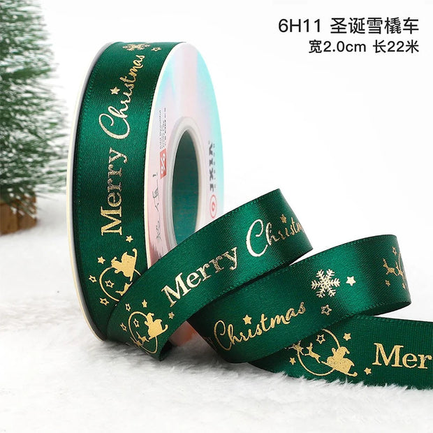 5Yards Christmas Ribbon Printed Christmas Polyester Ribbon For Handmade Design Christma Decoration DIY Cake Bouquet Gift Packing