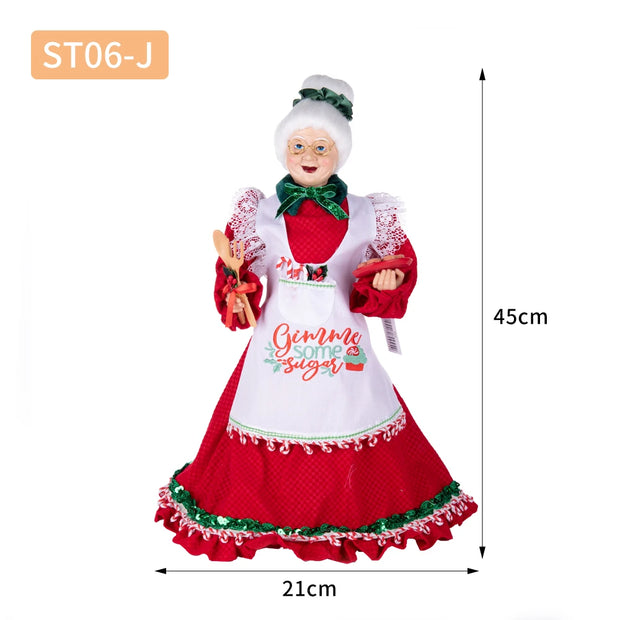 Christmas Tree Decor Sequin Mrs Claus Figurines Home Decoration Christmas Holiday Collection 48CM Standing Grandma Santa Claus