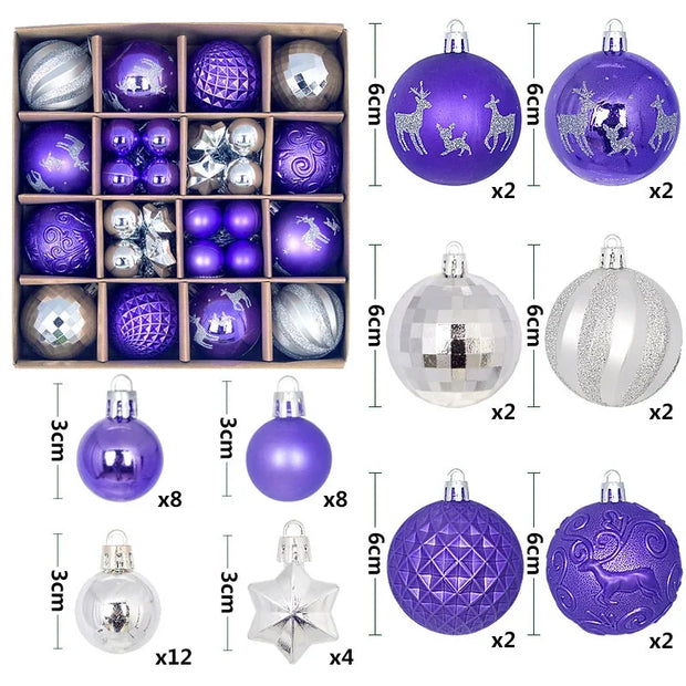 Christmas Tree Decoration 42PCS 6CM Balls Ornaments Set For Xmas Hanging Holiday Home Supplies Christmas Year Party Gifts New