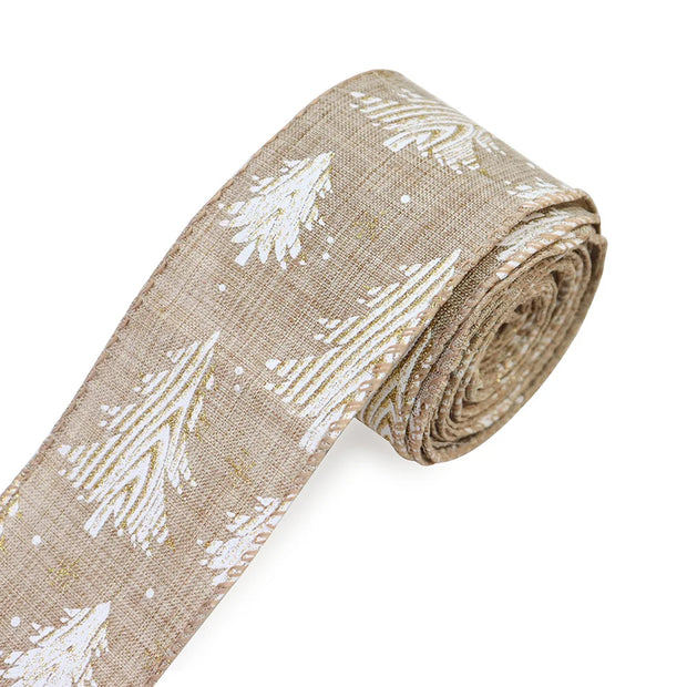 63mm Red Green Christmas Burlap Jute Ribbon Roll Wired Edge Wedding Decoration Gift Packing DIY Sewing Accessories Webbing