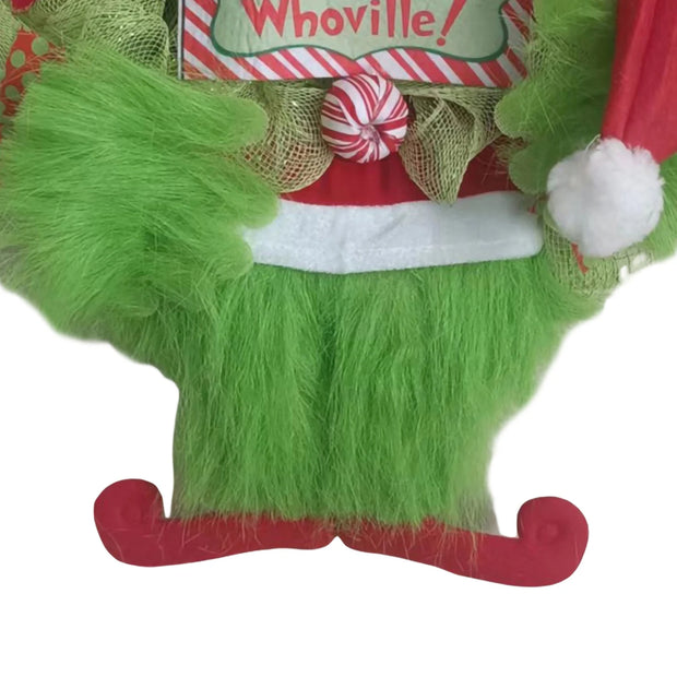 Christmas Thief Wreath for Front Door Green Elf Legs Christmas Wreath Hanging Welcome Sign Home Decoration Indoor Outdoor