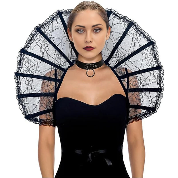 Medieval Gothic Capes s Renaissance Stand Collar Lace Feather Cloak Halloween Vampire Role-playing Dress Up Party Cosplay Props