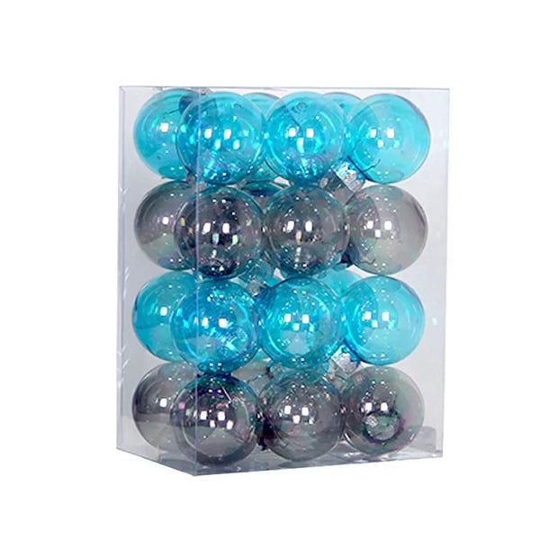 24pcs 6CM Christmas Ball Set Shatterproof Delicate Christmas Tree Decoration Pendant Transparent Waterproof Hanging Ornament