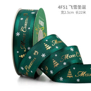 5Yards Christmas Ribbon Printed Christmas Polyester Ribbon For Handmade Design Christma Decoration DIY Cake Bouquet Gift Packing