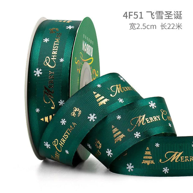 5Yards Christmas Ribbon Printed Christmas Polyester Ribbon For Handmade Design Christma Decoration DIY Cake Bouquet Gift Packing