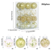 24pcs 6CM Christmas Ball Set Shatterproof Delicate Christmas Tree Decoration Pendant Transparent Waterproof Hanging Ornament